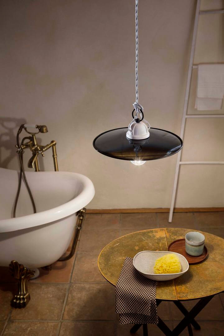 Lampa wisząca biało-czarna Ferroluce C003 Potenza Classic – śr. 30 cm