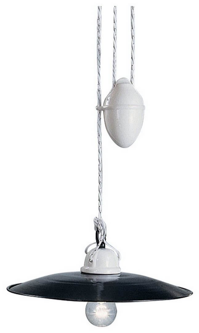 Lampa wisząca biało-czarna Ferroluce C049 Potenza Classic – śr. 30 cm