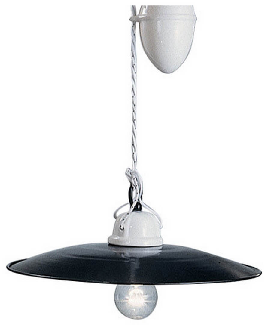 Lampa wisząca biało-czarna Ferroluce C050 Potenza Classic – śr. 35 cm