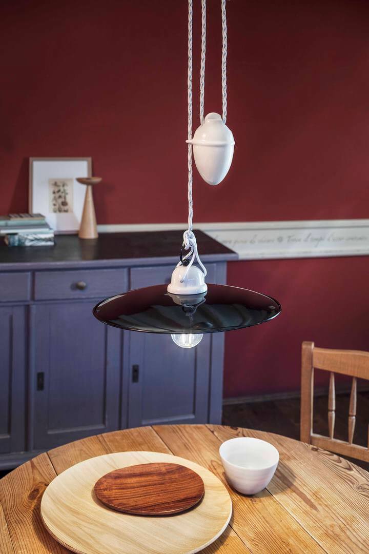 Lampa wisząca biało-czarna Ferroluce C050 Potenza Classic – śr. 35 cm