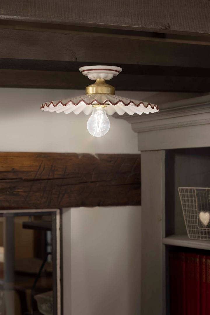 Lampa sufitowa klasyczna z plisowanym kloszem Ferroluce C086 L’aquila Classic