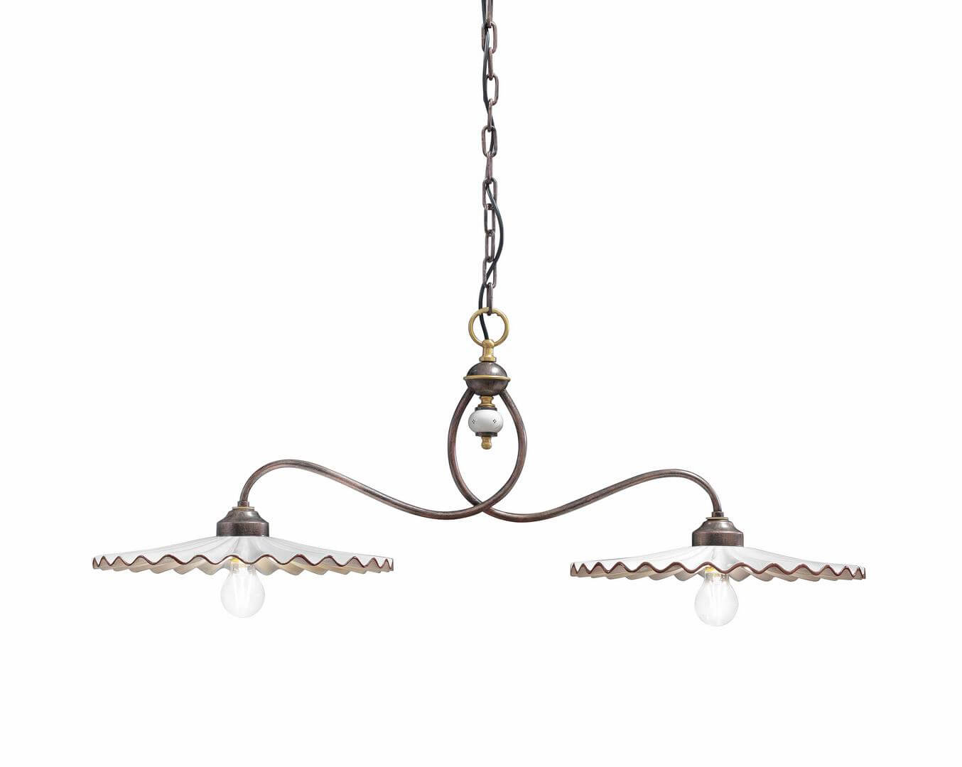 Lampa wisząca klasyczna z dwoma plisowanymi kloszami Ferroluce C165 L’aquila Classic