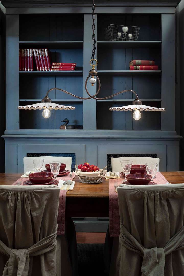 Lampa wisząca klasyczna z dwoma plisowanymi kloszami Ferroluce C165 L’aquila Classic