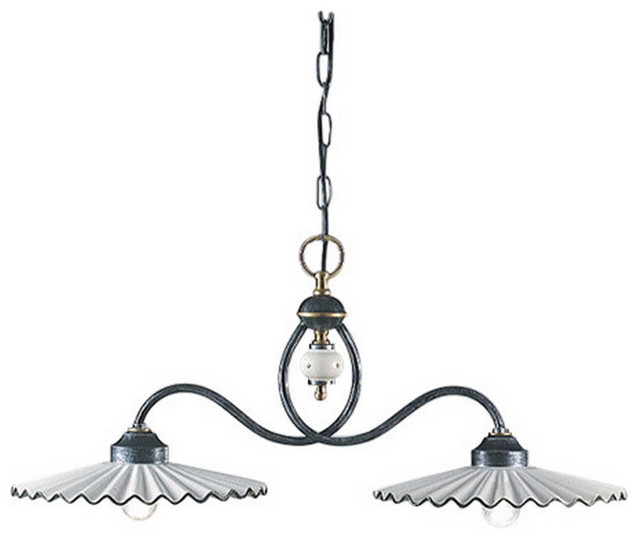 Lampa wisząca klasyczna z dwoma falowanymi kloszami Ferroluce C199 L’aquila Classic