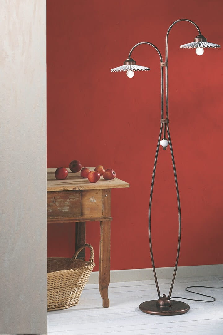 Lampa podłogowa klasyczna z plisowanym kloszem Ferroluce C200-2 L’aquila Classic