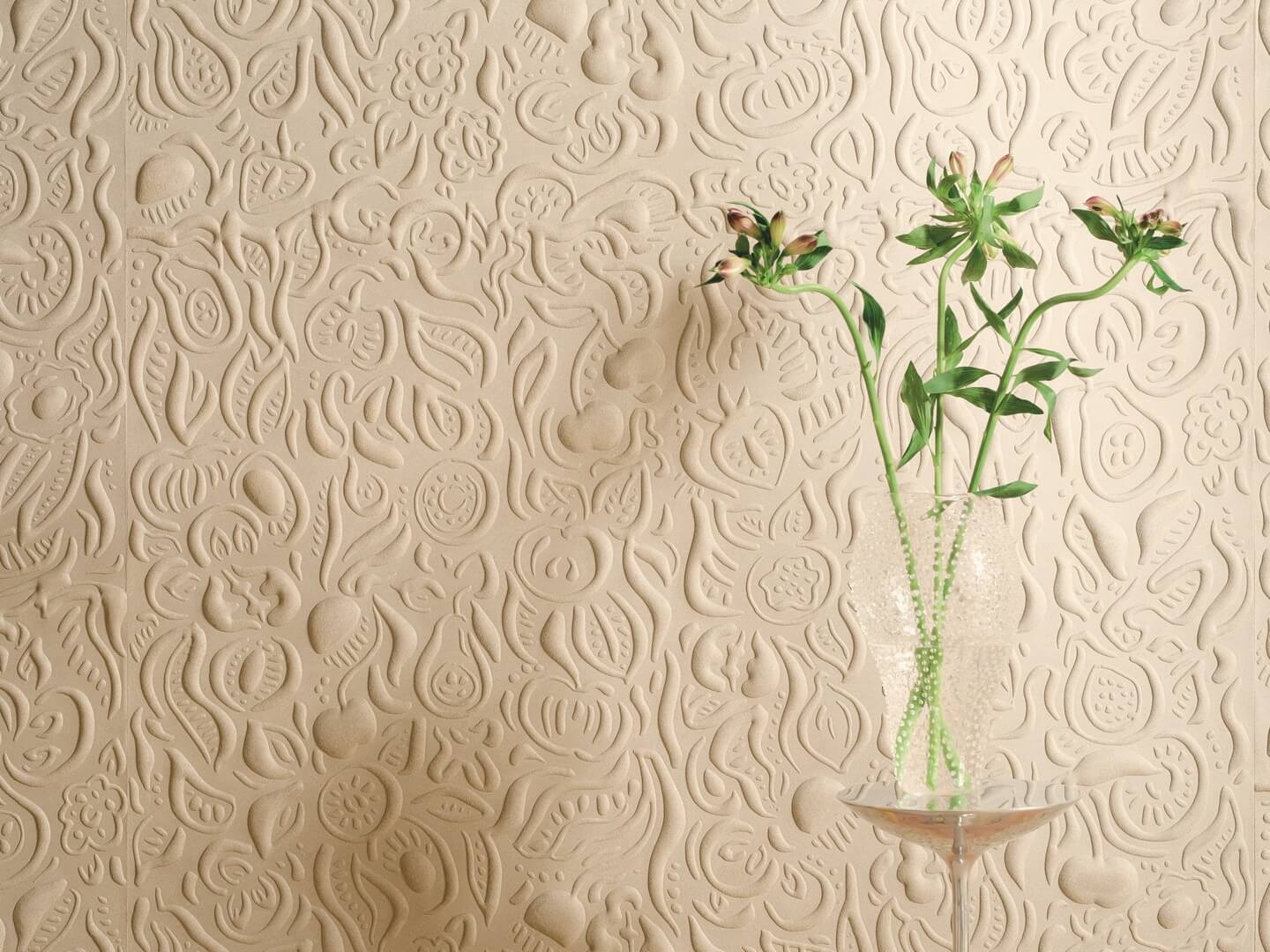 Tapeta tekstylna 3D z owocami Elitis RM1088 02 Mosaïque du verger Le Jardin d'Aloes