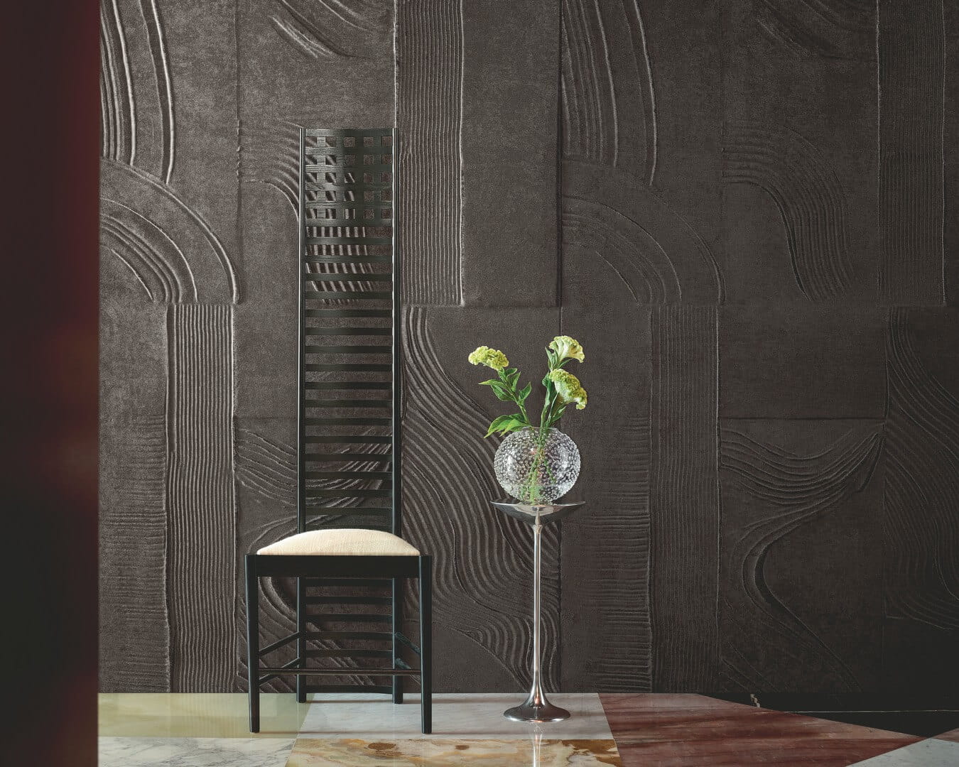 Tapeta tekstylna 3D z motywem tynkowym Elitis RM1092 80 Palimpseste Le Jardin d'Aloes
