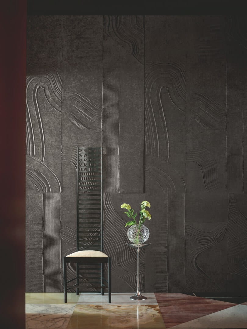 Tapeta tekstylna 3D z motywem tynkowym Elitis RM1092 80 Palimpseste Le Jardin d'Aloes
