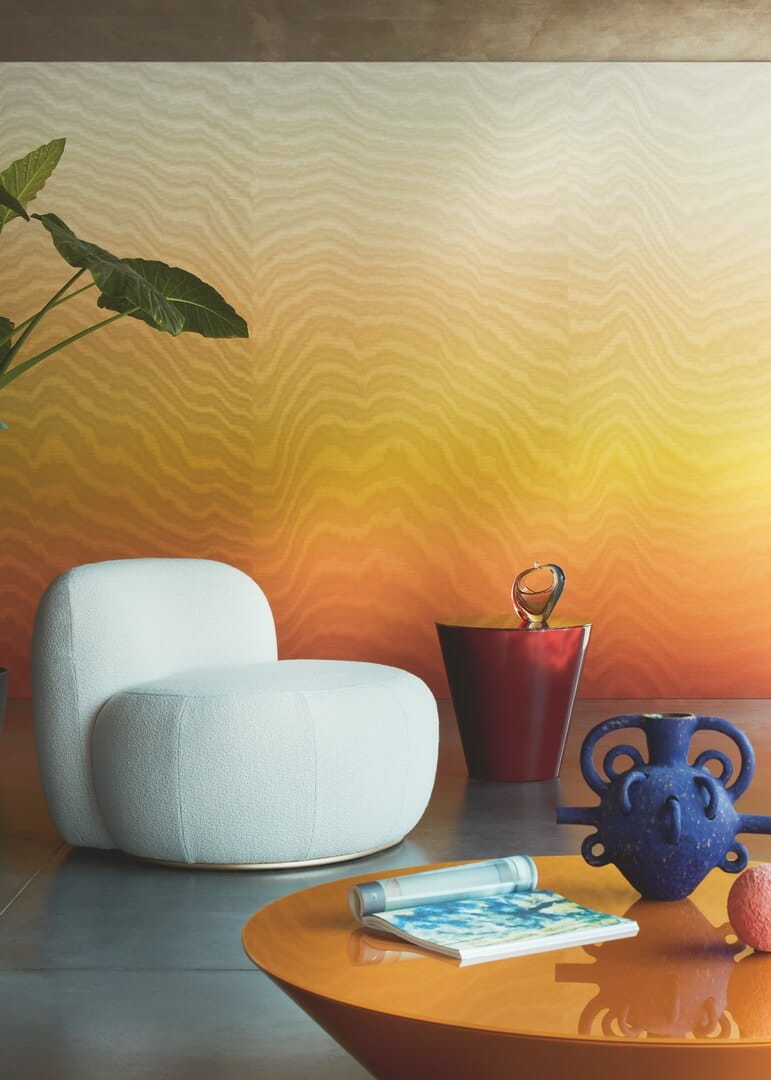 Mural tekstylny z efektem mory cieniowany Elitis RM1028 01 Plus pur que le soleil Moire