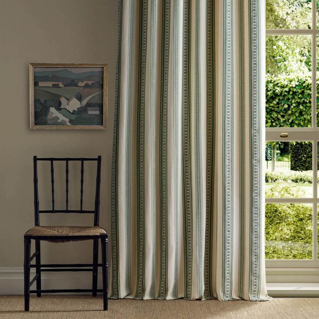 Tkanina w paski bawełniana Morris & Co. X The Huntington Dallington Stripe 237699 The Unfinished Works Stripes