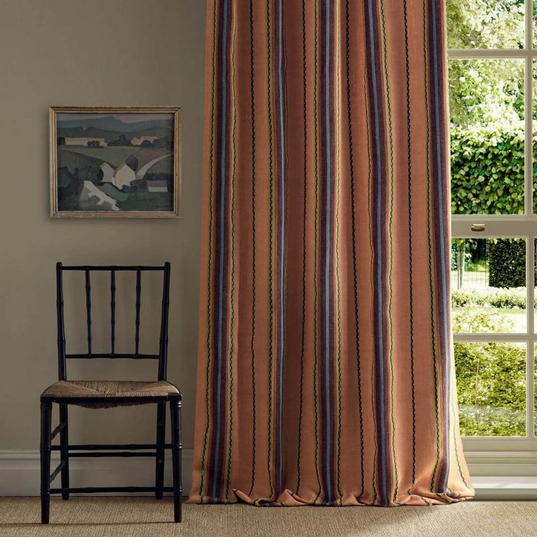 Tkanina w pasy z juty i bawełny Morris & Co. X The Huntington Lechlade Stripe 237687 The Unfinished Works Stripes