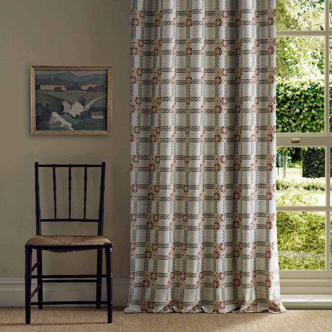 Tkanina w kratkę dekoracyjna Morris & Co. X The Huntington Wsley Weave 237706 The Unfinished Works Stripes