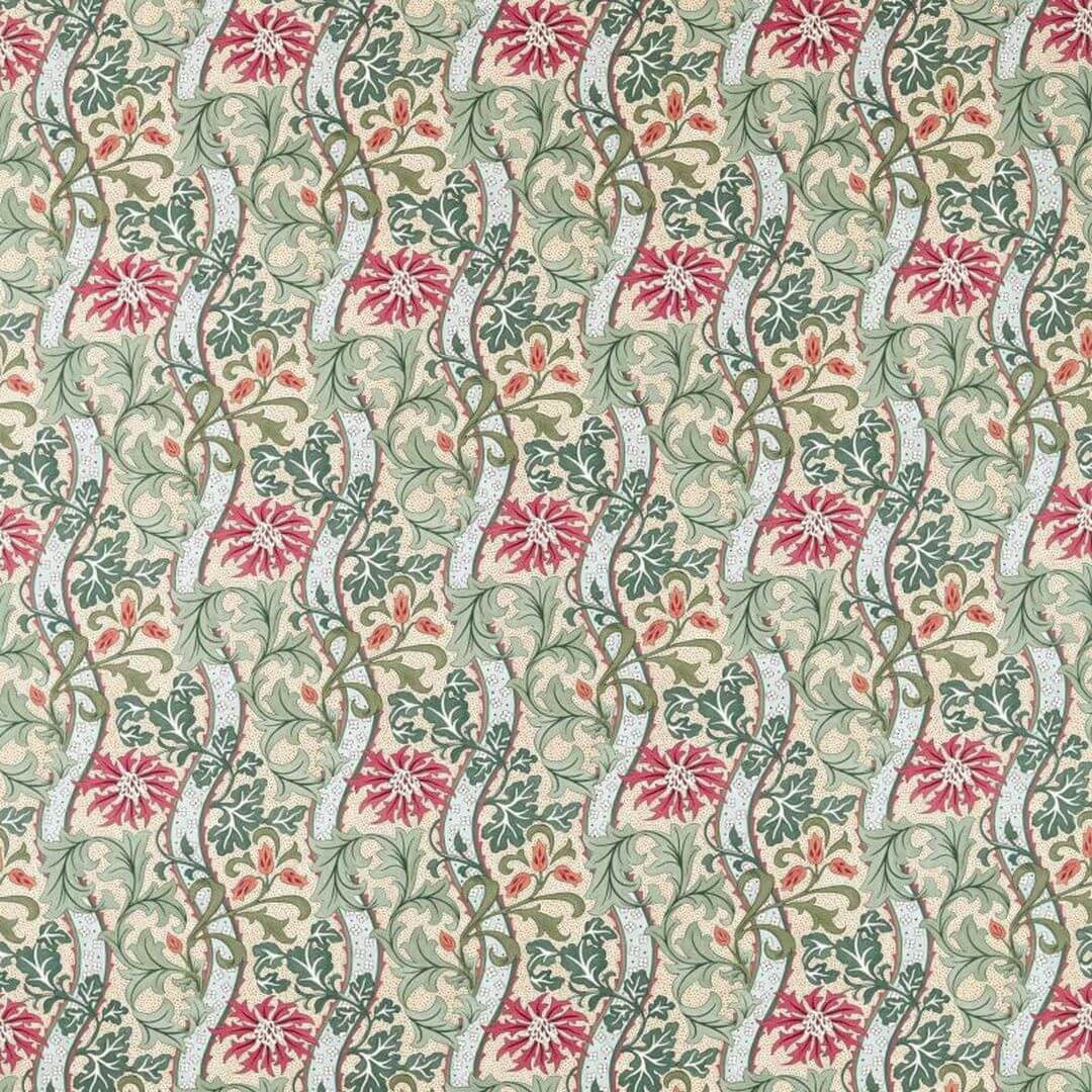 Tkanina w kwiatowy wzór z liśćmi i pnączami Morris & Co. X The Huntington Cornflower 227356 The Unfinished Works Fabrics