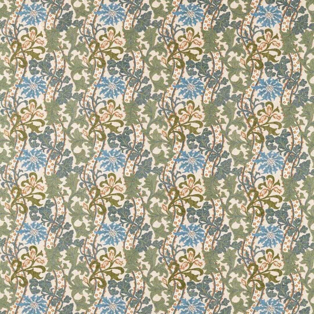 Tkanina haftowana Morris & Co. X The Huntington Cornflower Embroidery 237707 The Unfinished Works Fabrics
