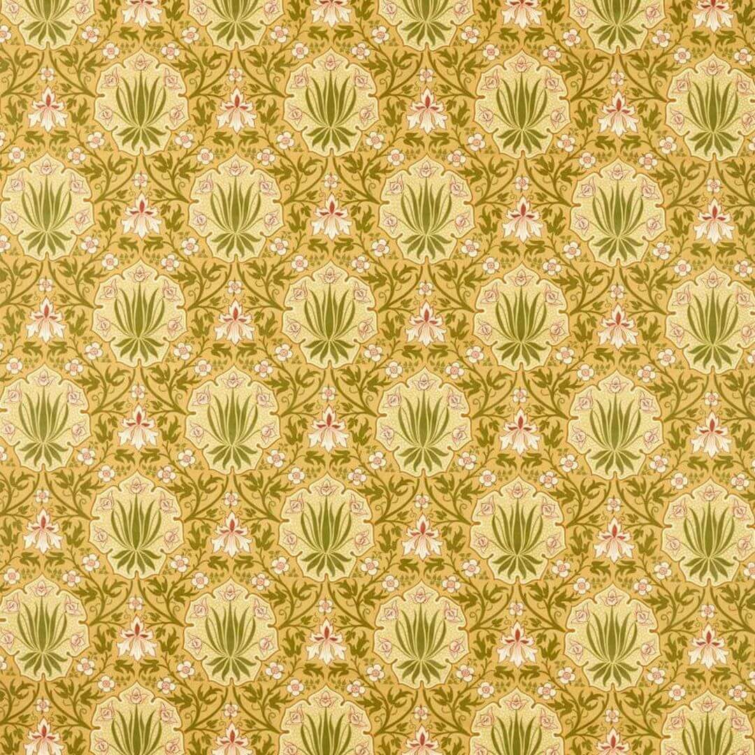 Tkanina dekoracyjna w kwiatowy wzór Morris & Co. X The Huntington Iris & Rose 227373 The Unfinished Works Fabrics