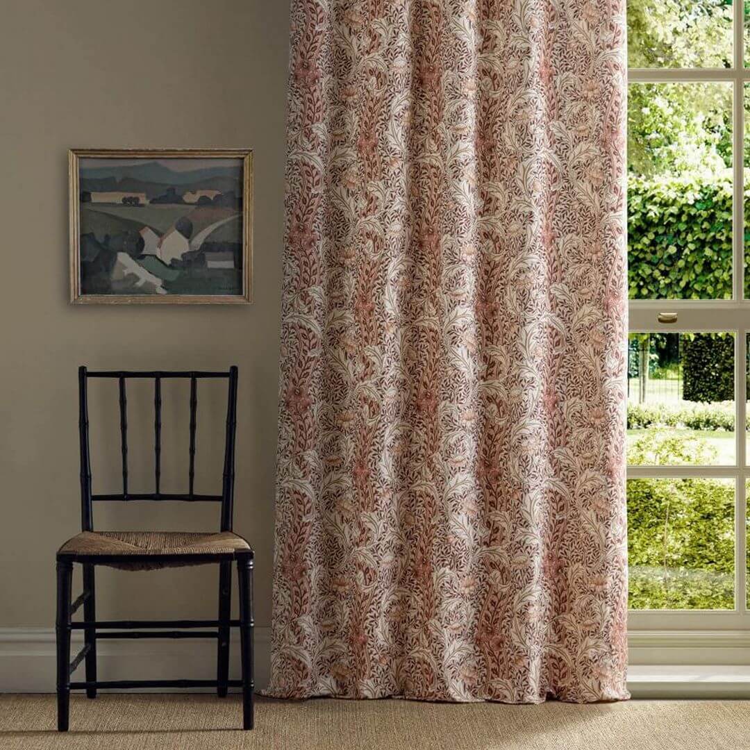 Tkanina lniana w kwiatowe pnącza Morris & Co. X The Huntington Wild Tulip & Vine 227377 The Unfinished Works Fabrics