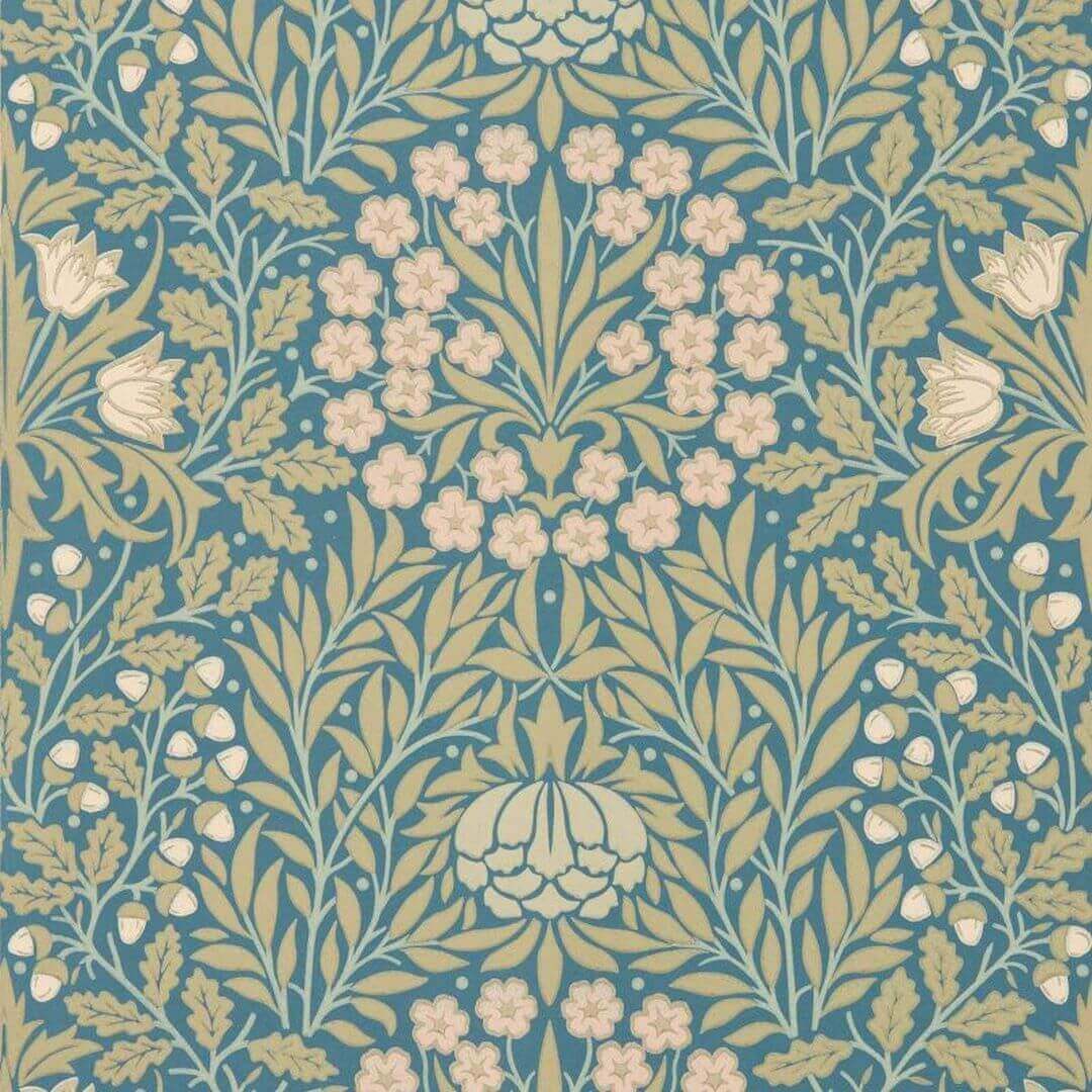 Tapeta w stokrotki i żołędzie Morris & Co. x The Huntington Daisy & Oak  217584 The Unfinished Works