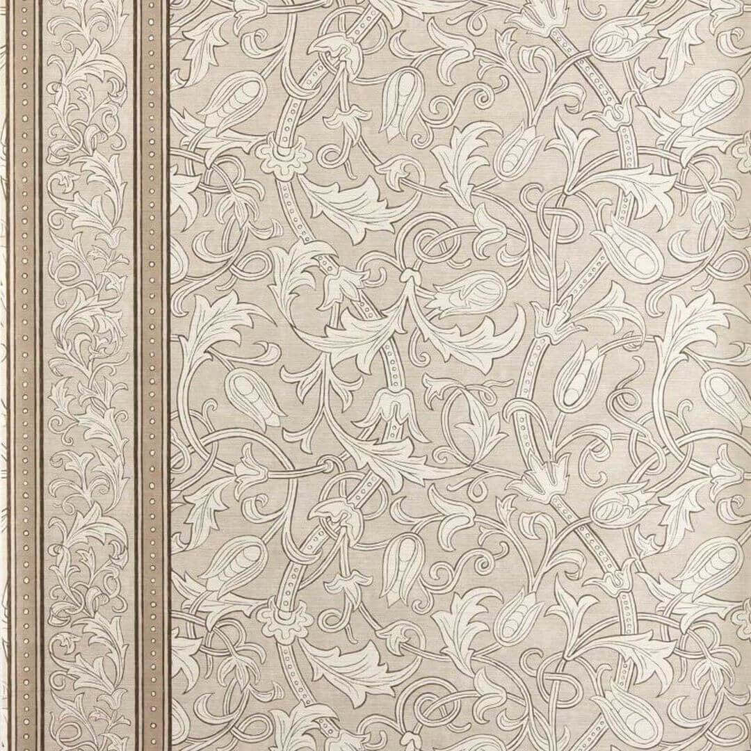 Tapeta w tulipany i liście akantu Morris & Co. x The Huntington Etched Scrolling Tulip 217603 The Unfinished Works