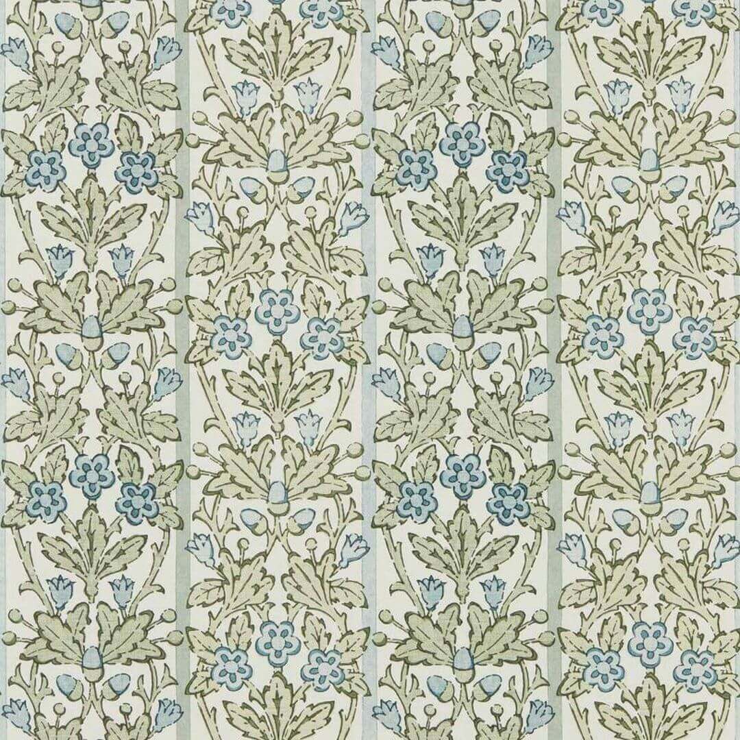 Tapeta roślinna z żołędziami i kwiatami Morris & Co. x The Huntington Oak & Blossom 217590 The Unfinished Works