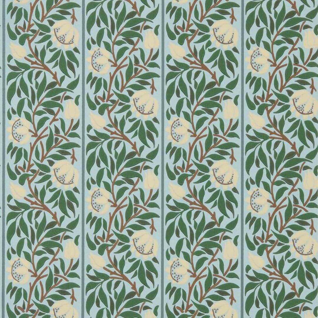 Tapeta w roślinne pnącza i paski Morris & Co. x The Huntington Peony Trellis 217569 The Unfinished Works