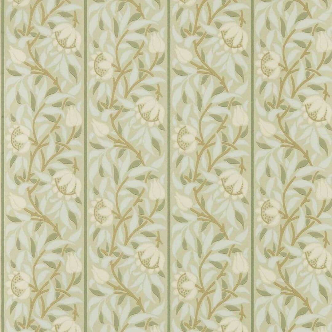 Tapeta w roślinne pnącza i paski Morris & Co. x The Huntington Peony Trellis 217570 The Unfinished Works