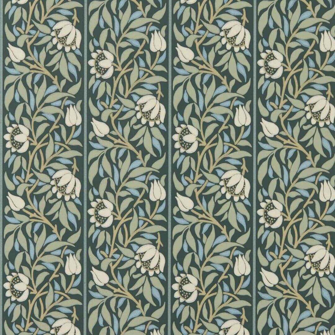 Tapeta w roślinne pnącza i paski Morris & Co. x The Huntington Peony Trellis 217571 The Unfinished Works