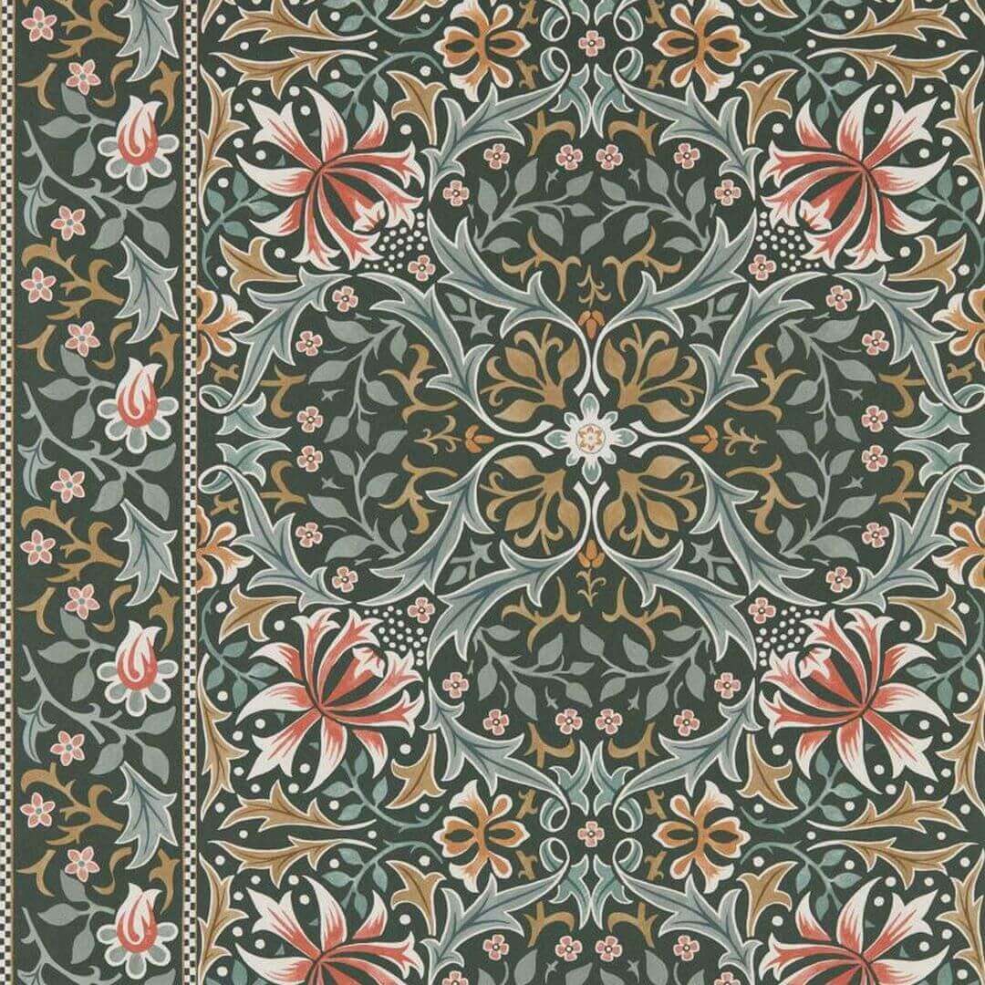 Tapeta w stylu angielskim z motywem kwiatowym Morris & Co. x The Huntington Walthamstow 217600 The Unfinished Works