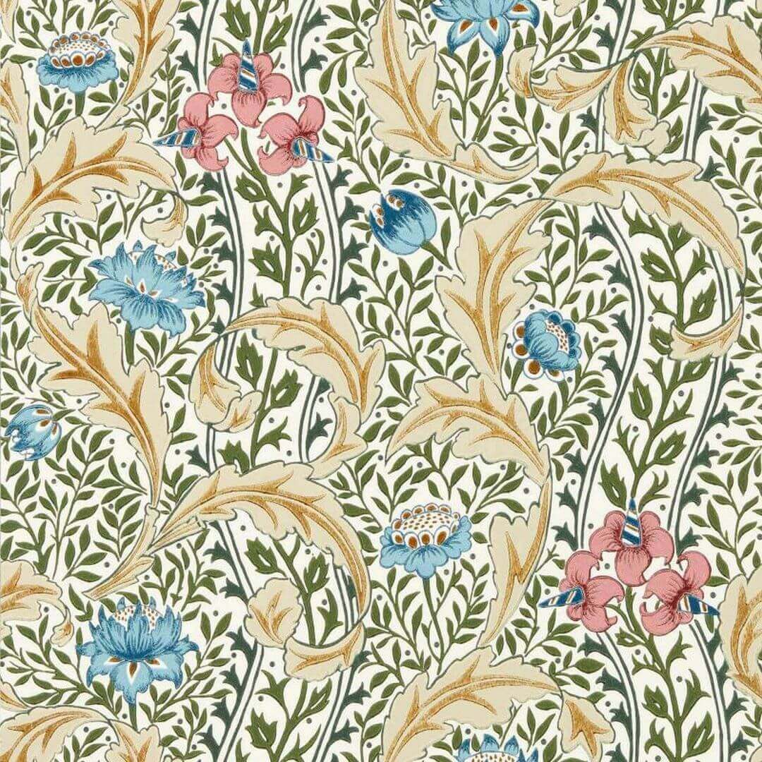 Tapeta klasyczna w kwiaty i liście Morris & Co. x The Huntington Wild Tulip & Vine 217576 The Unfinished Works