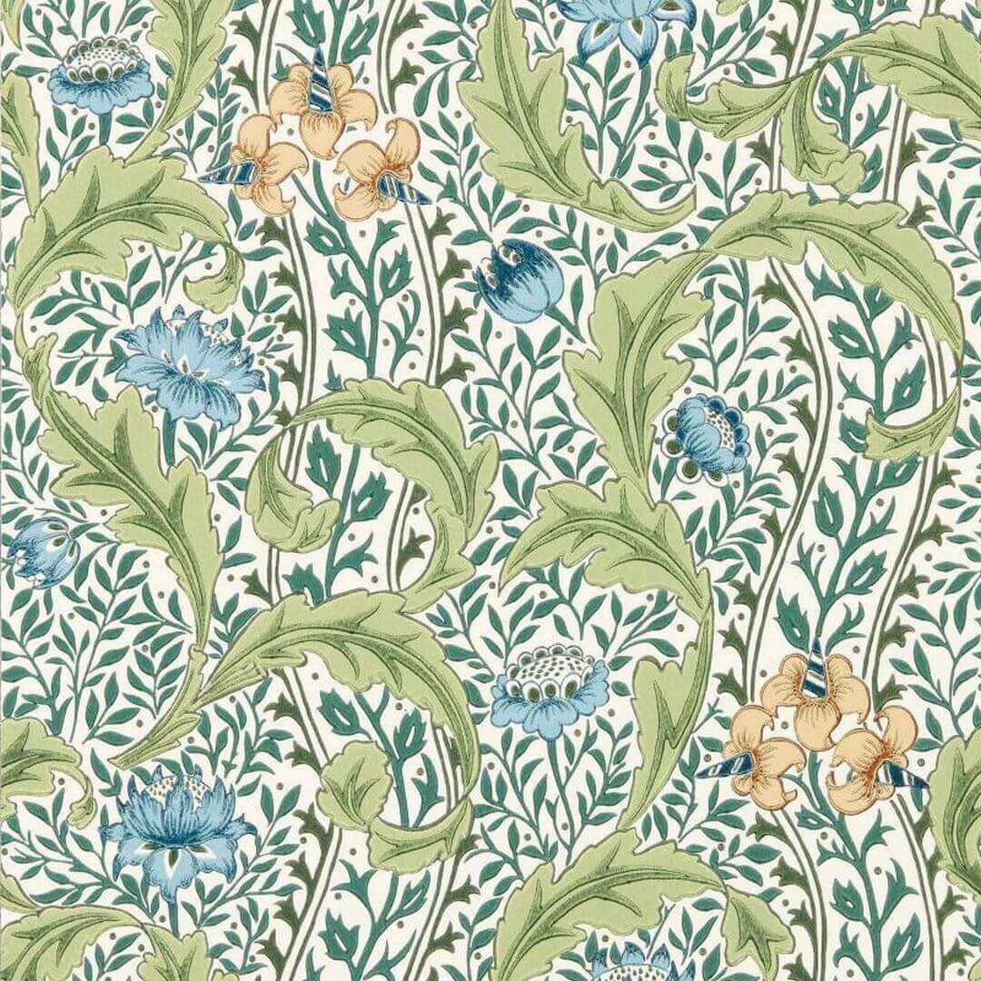Tapeta klasyczna w kwiaty i liście Morris & Co. x The Huntington Wild Tulip & Vine 217577 The Unfinished Works