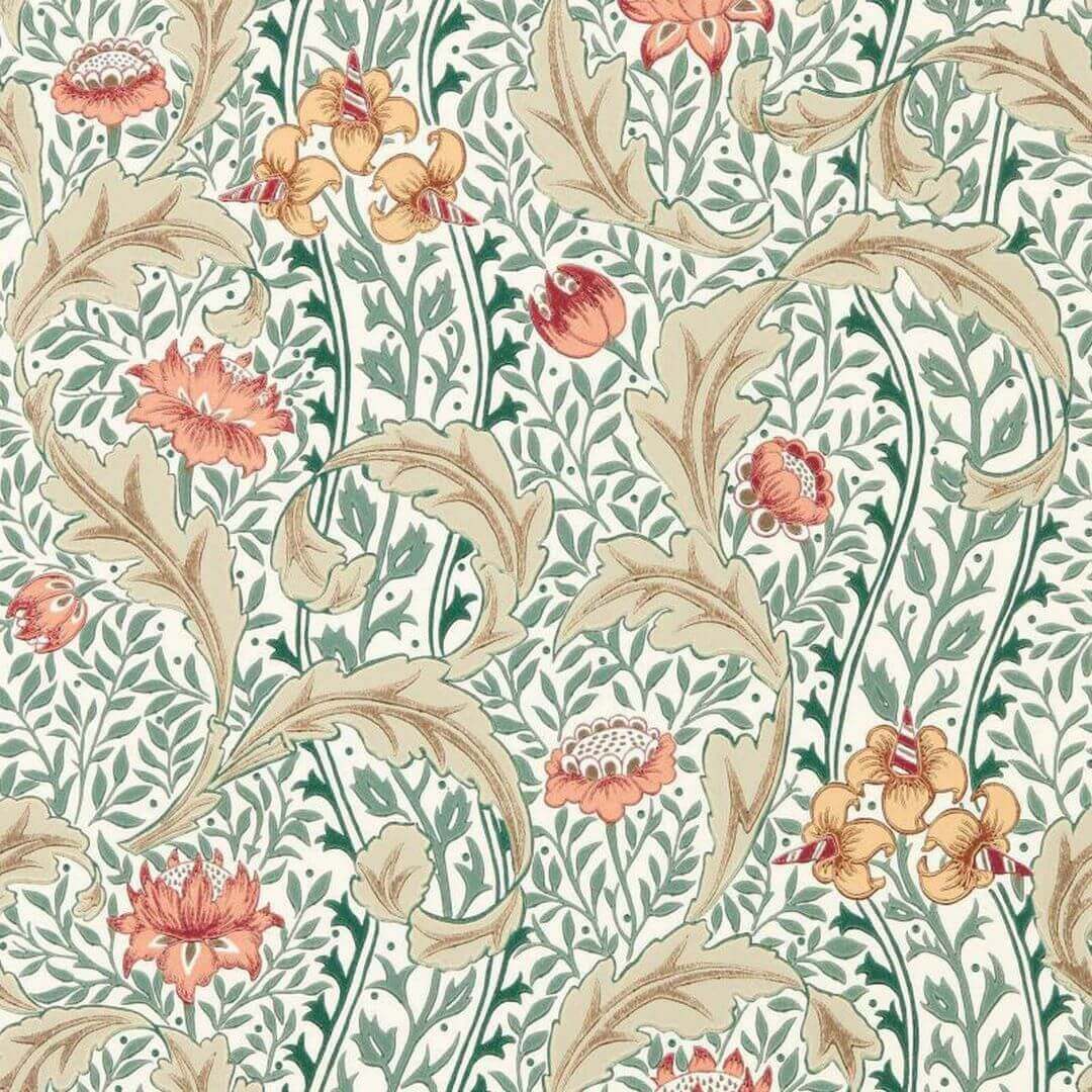 Tapeta klasyczna w kwiaty i liście Morris & Co. x The Huntington Wild Tulip & Vine 217578 The Unfinished Works