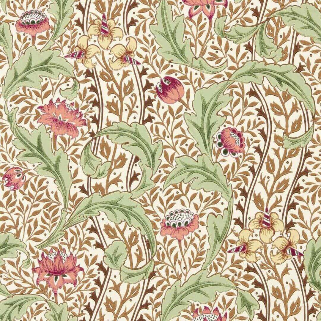 Tapeta klasyczna w kwiaty i liście Morris & Co. x The Huntington Wild Tulip & Vine 217579 The Unfinished Works