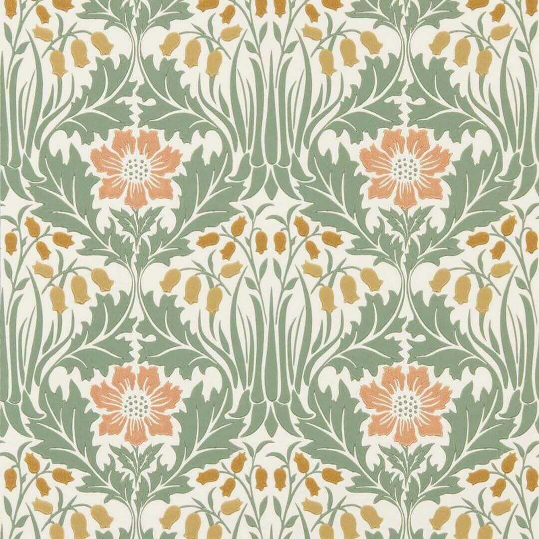 Tapeta roślinna z dzwonkami i zawilcami Morris & Co. x The Huntington Woodbell & Anemone 217573 The Unfinished Works