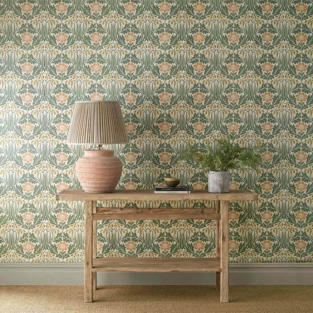 Tapeta roślinna z dzwonkami i zawilcami Morris & Co. x The Huntington Woodbell & Anemone 217573 The Unfinished Works