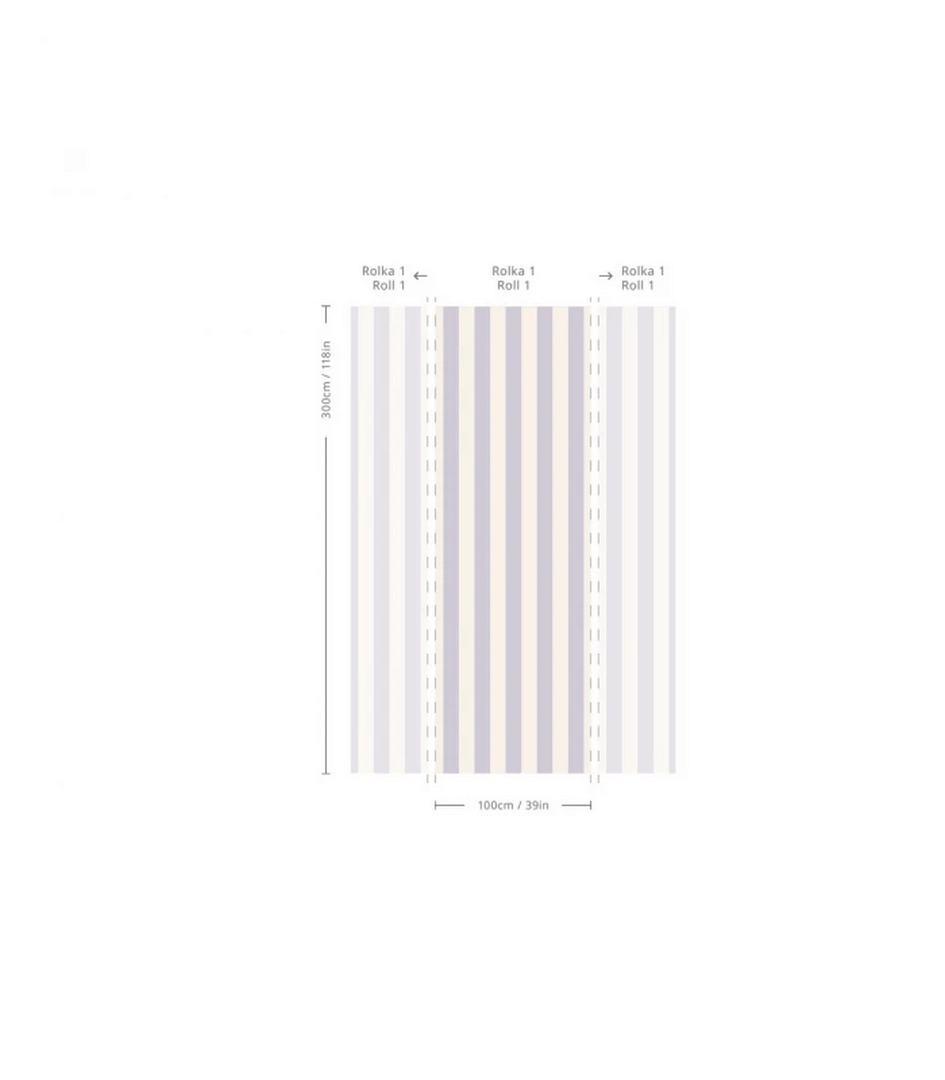 Mural pasy Bold Stripe Lavender Wallcolors