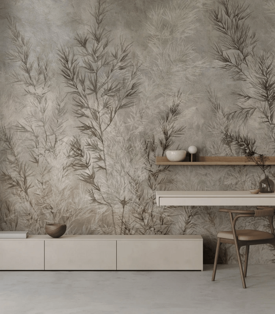 Mural delikatne suche trawy Dry Grass Grey Wallcolors