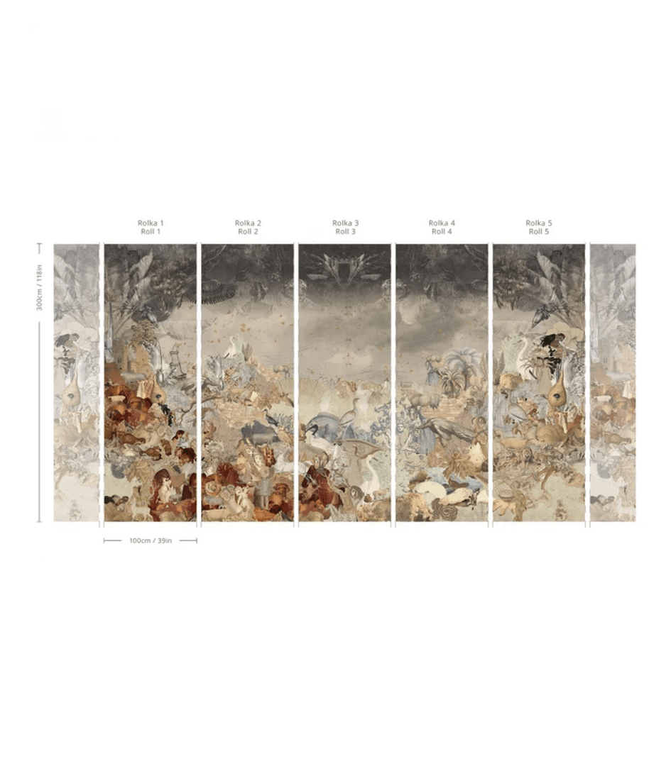 Mural fantastyczny świat zwierząt Kingdom of All Creatures Sepia Wallcolors