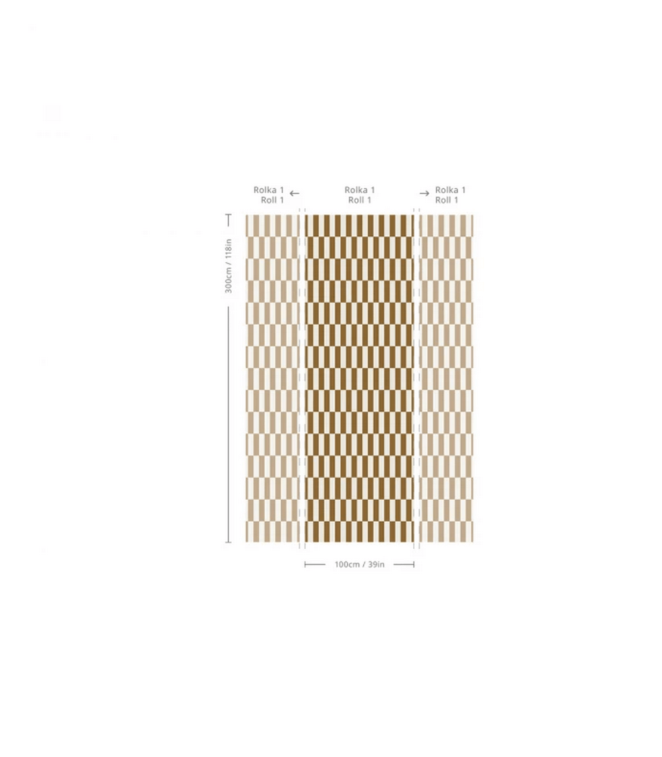 Mural z geometrycznym wzorem Tetris Stripe Brown Wallcolors