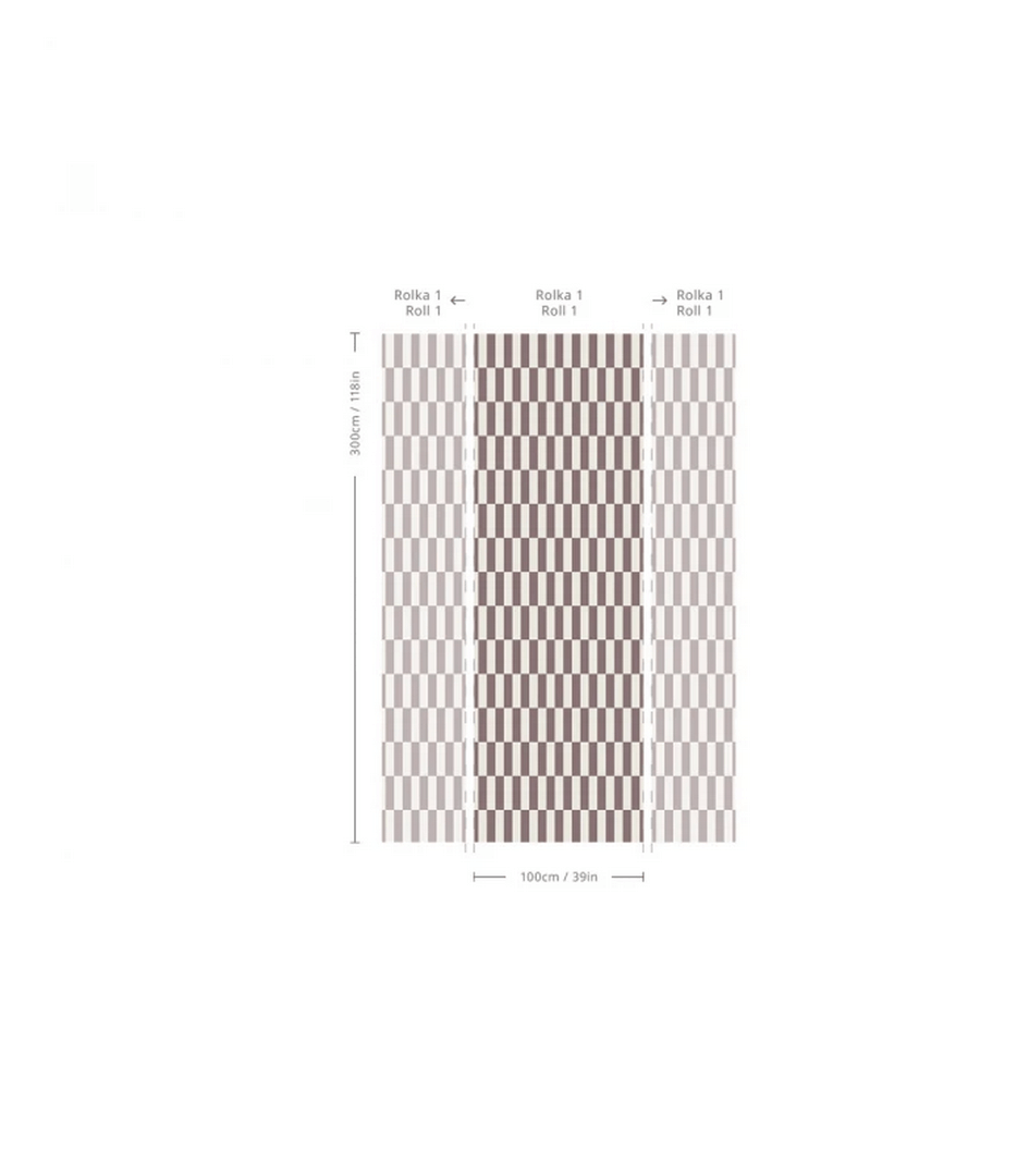 Mural z geometrycznym wzorem Tetris Stripe Burgundy Wallcolors