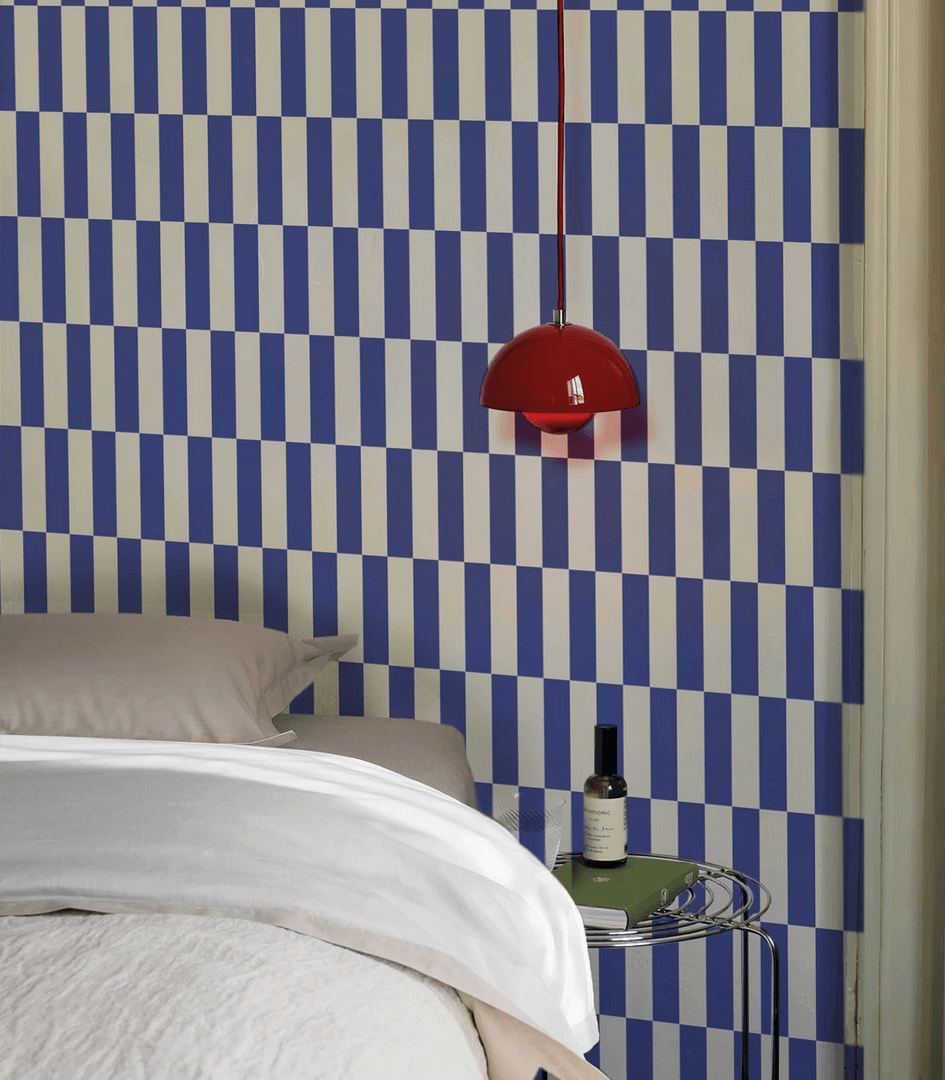 Mural z geometrycznym wzorem Tetris Stripe Cobalt Wallcolors