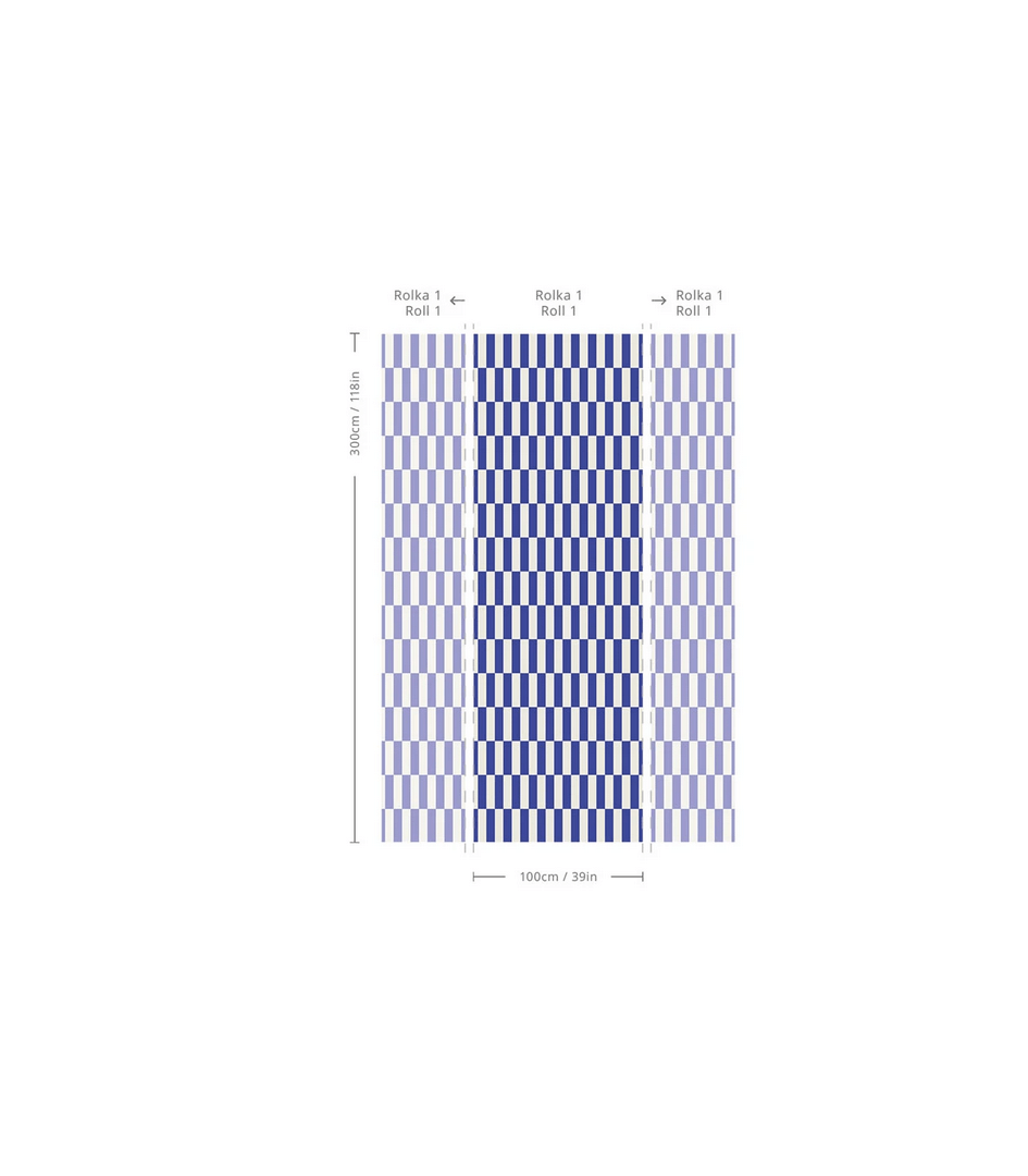 Mural z geometrycznym wzorem Tetris Stripe Cobalt Wallcolors