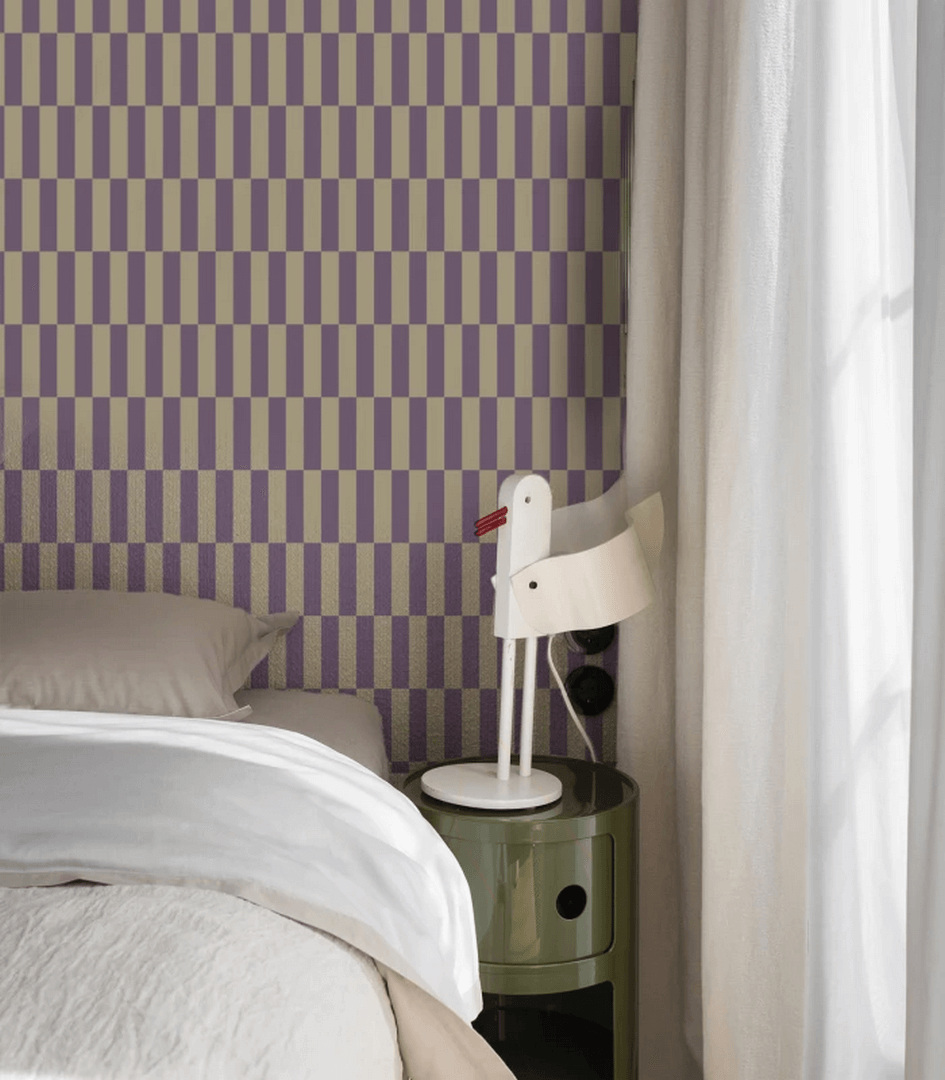 Mural z geometrycznym wzorem Tetris Stripe Lilac Wallcolors