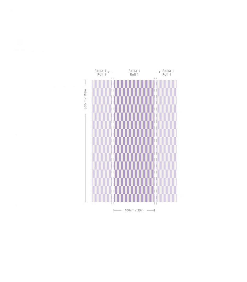 Mural z geometrycznym wzorem Tetris Stripe Lilac Wallcolors