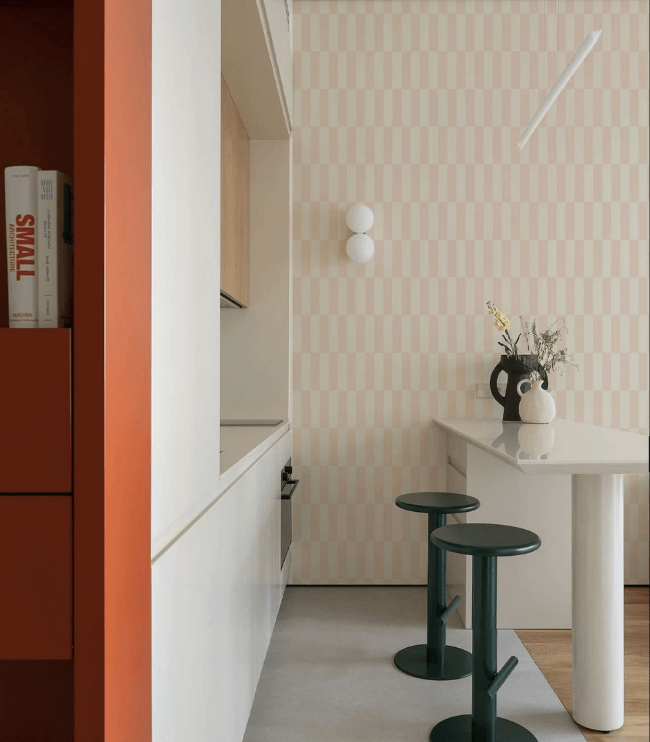 Mural z geometrycznym wzorem Tetris Stripe Pink Wallcolors