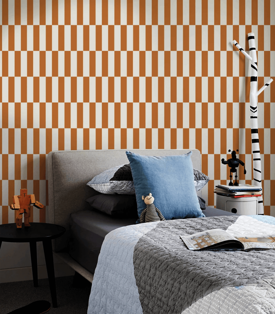 Mural z geometrycznym wzorem Tetris Stripe Terracotta Wallcolors