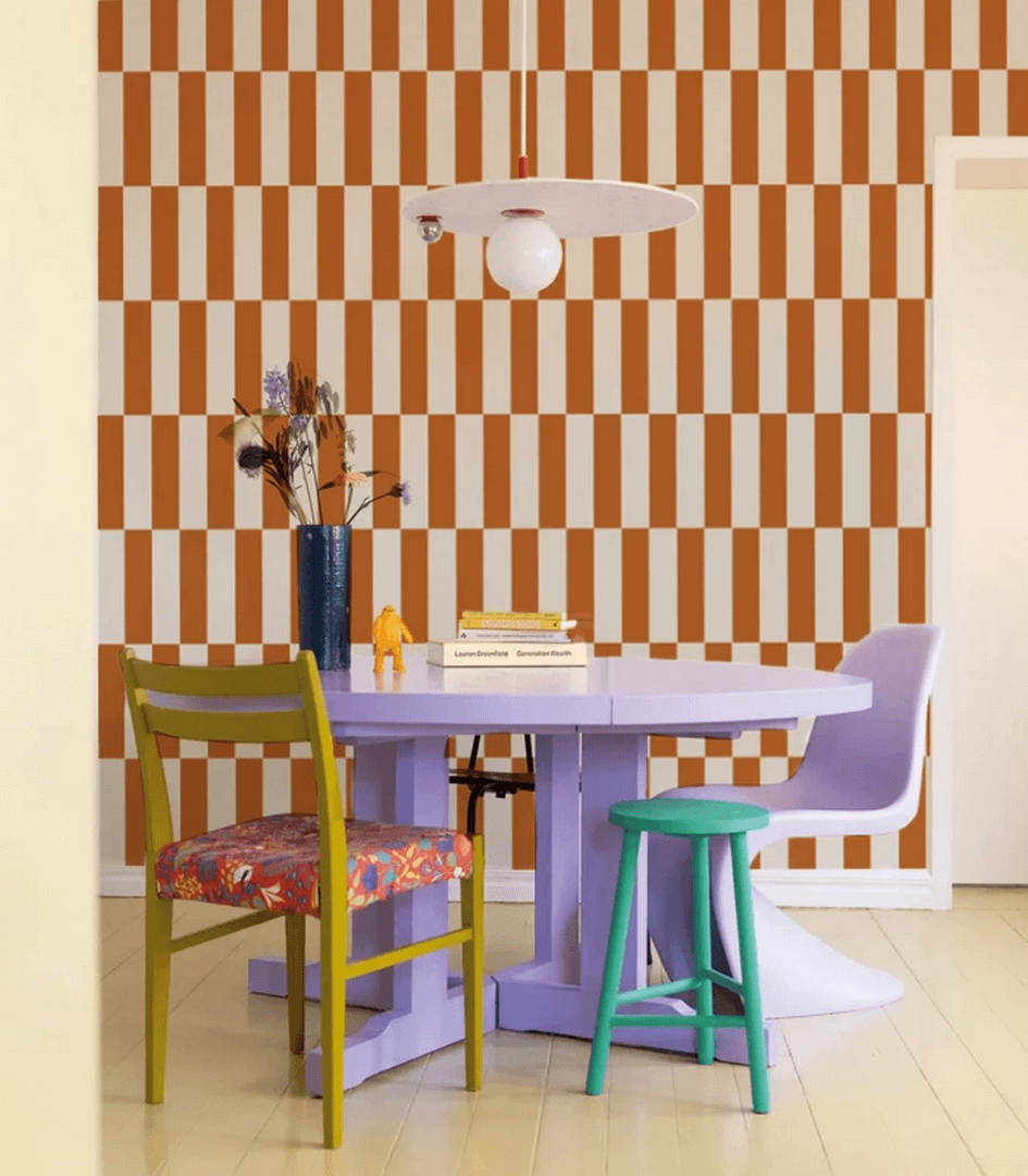Mural z geometrycznym wzorem Tetris Stripe Terracotta Wallcolors