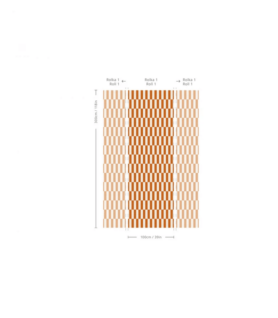 Mural z geometrycznym wzorem Tetris Stripe Terracotta Wallcolors