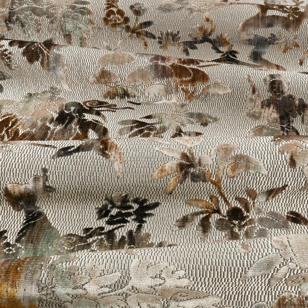 Tkanina welurowa w stylu chinoiserie Black Edition 9166/01 Isenzo Istoria