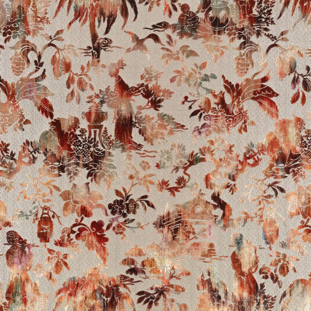 Tkanina welurowa w stylu chinoiserie Black Edition 9166/02 Isenzo Istoria