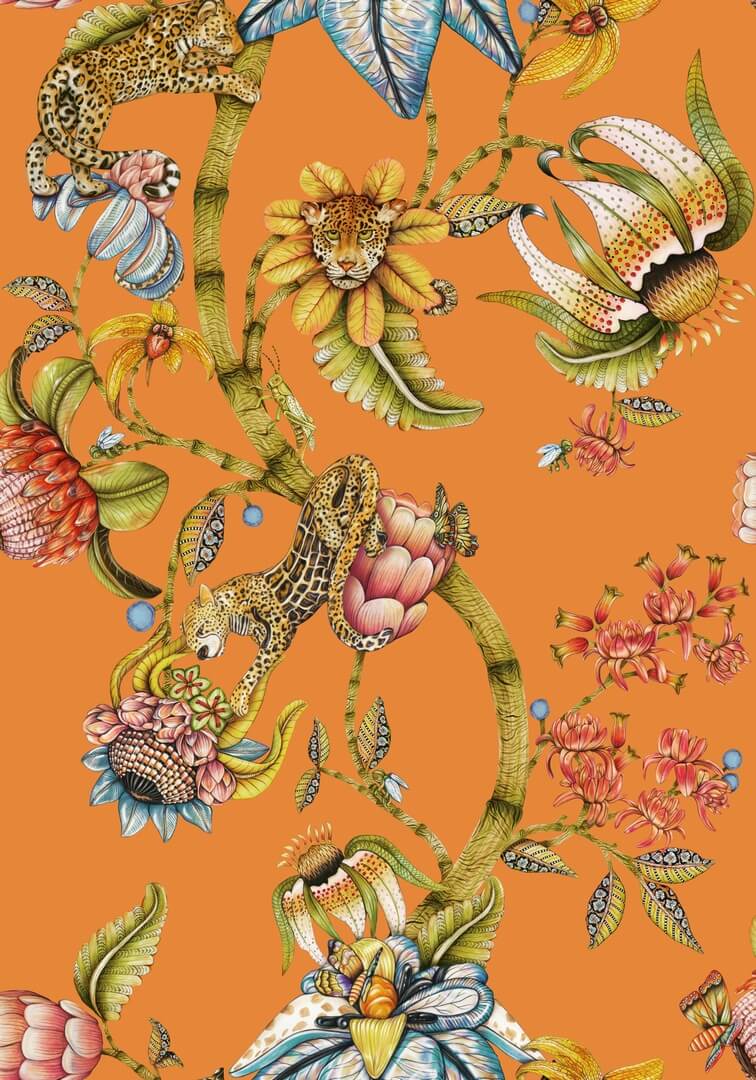 Tapeta lamparty i kwiaty Cole & Son x Ardmore Protea Panthera 129/6022 Baobab