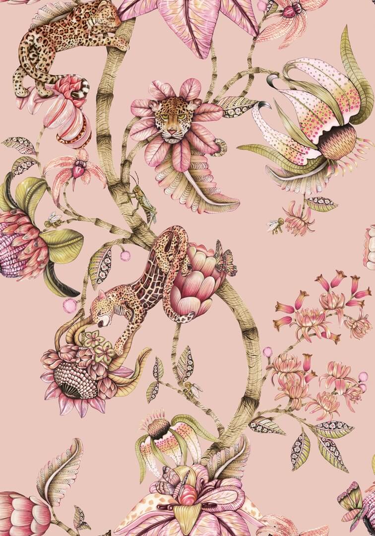 Tapeta lamparty i kwiaty Cole & Son x Ardmore Protea Panthera 129/6024 Baobab